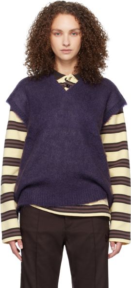 NEEDLES NEEDLES Purple Mohair Knit Vest