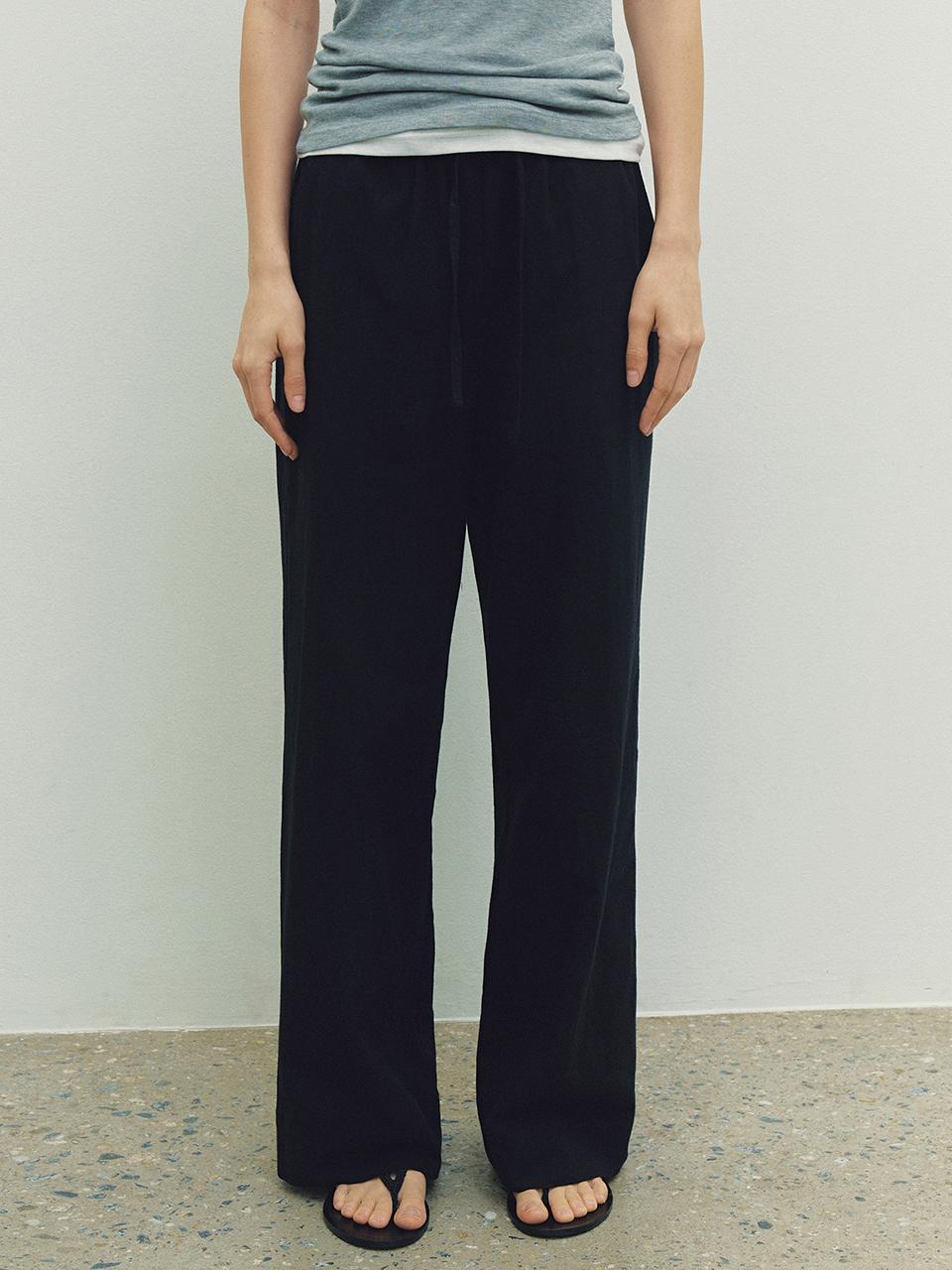Neev Breeze Linen Wide Pants_Black