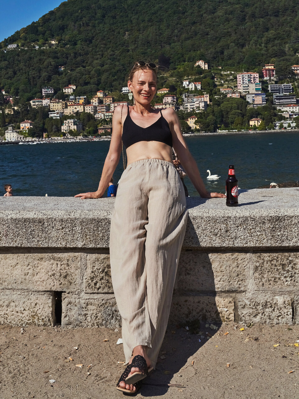 Neev Natural Wide Linen Pants_Beige