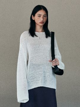 Neev Tape Boat Neck Over Fit Pullover_White