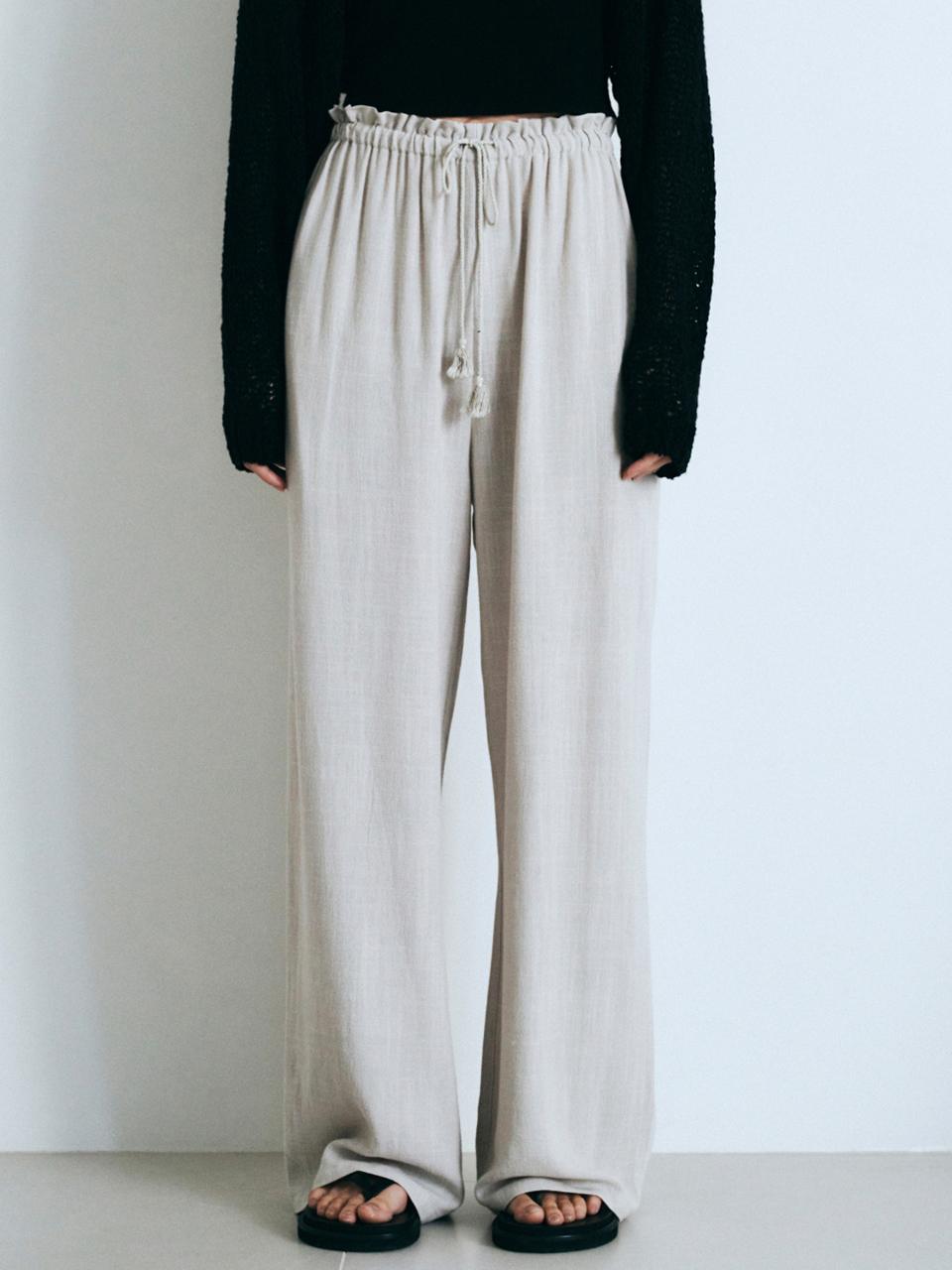 Neev Tassel Wide Banding Pants (Beige)