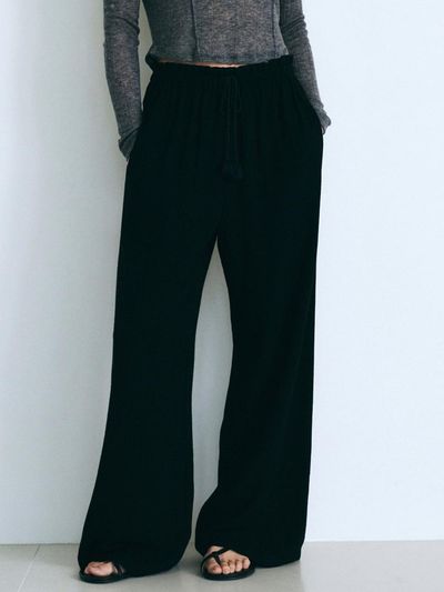 Neev Tassel Wide Banding Pants (Black)
