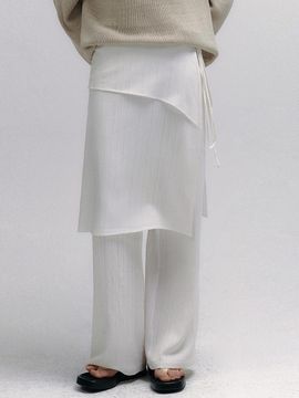 Neev Tiered Layered Skirt Wrap Pants [Ivory]