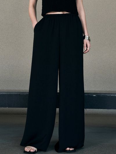 Neev Wide Satin Banding Pants_Black