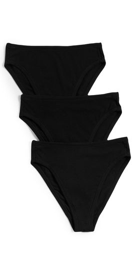 Negative Negative Cloud Cotton French Cut Briefs 3-Pack Black