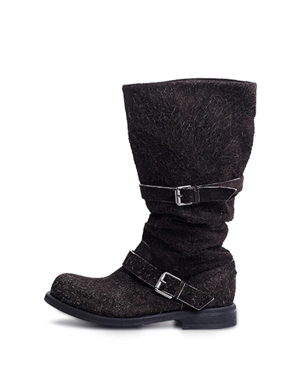 NEGATIVETHREE Slouchy Long Boots [Buffalo Brown]