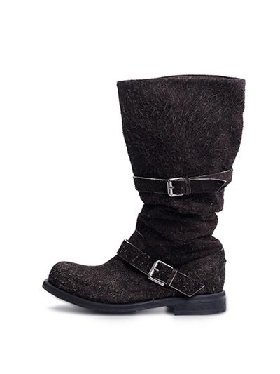 NEGATIVETHREE Slouchy Long Boots [Buffalo Brown]