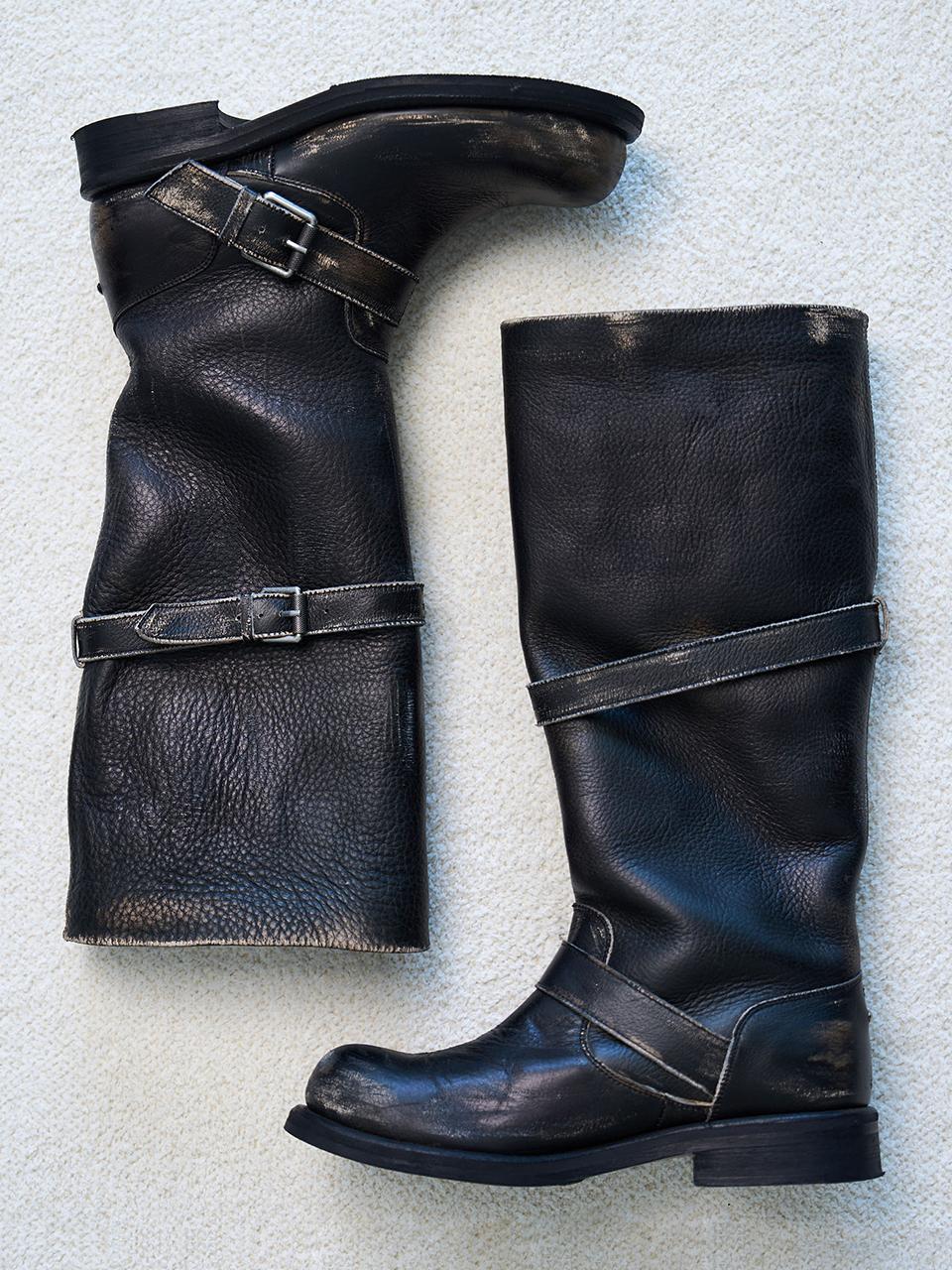 NEGATIVETHREE Slouchy Long Rub off Boots [black]