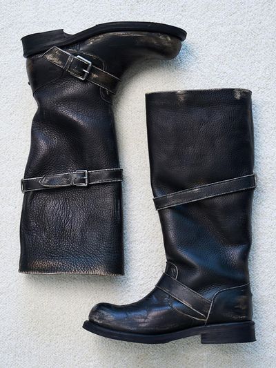 NEGATIVETHREE Slouchy Long Rub off Boots [black]