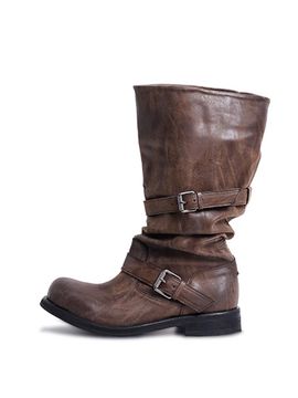 NEGATIVETHREE Slouchy Long Sneakers [Washed Brown]