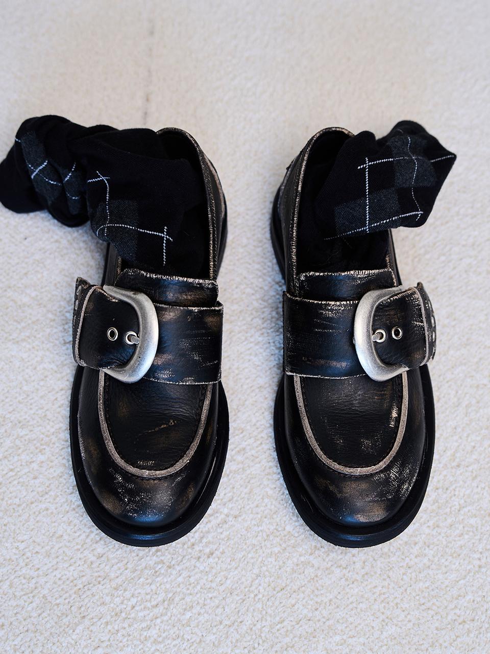 NEGATIVETHREE Vintage Chunky Loafer Sneakers [Black Beige]