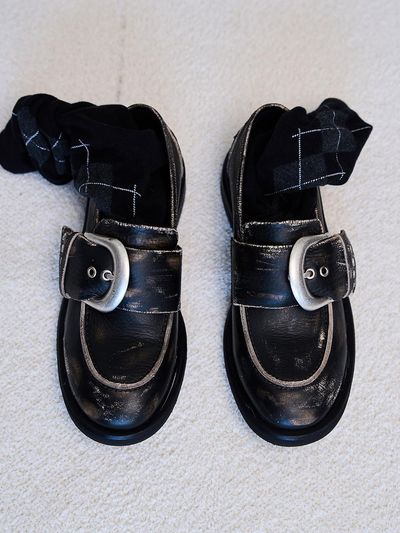 NEGATIVETHREE Vintage Chunky Loafer Sneakers [Black Beige]