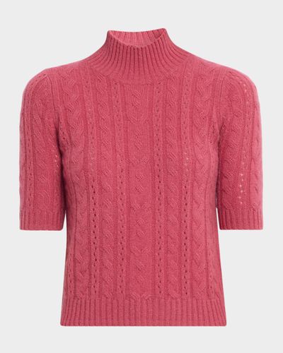 Neiman Marcus Cashmere Collection Cable-Knit Shrunken Cashmere Sweater