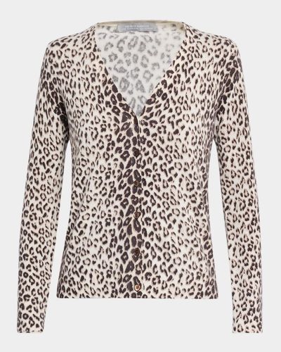 Neiman Marcus Cashmere Collection Cashmere Animal-Print Cardigan