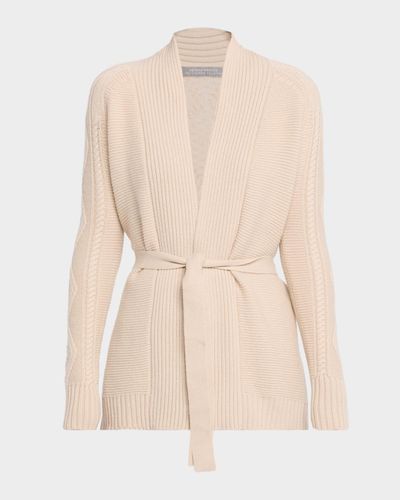 Neiman Marcus Cashmere Collection Cashmere Cable Belted Cardigan
