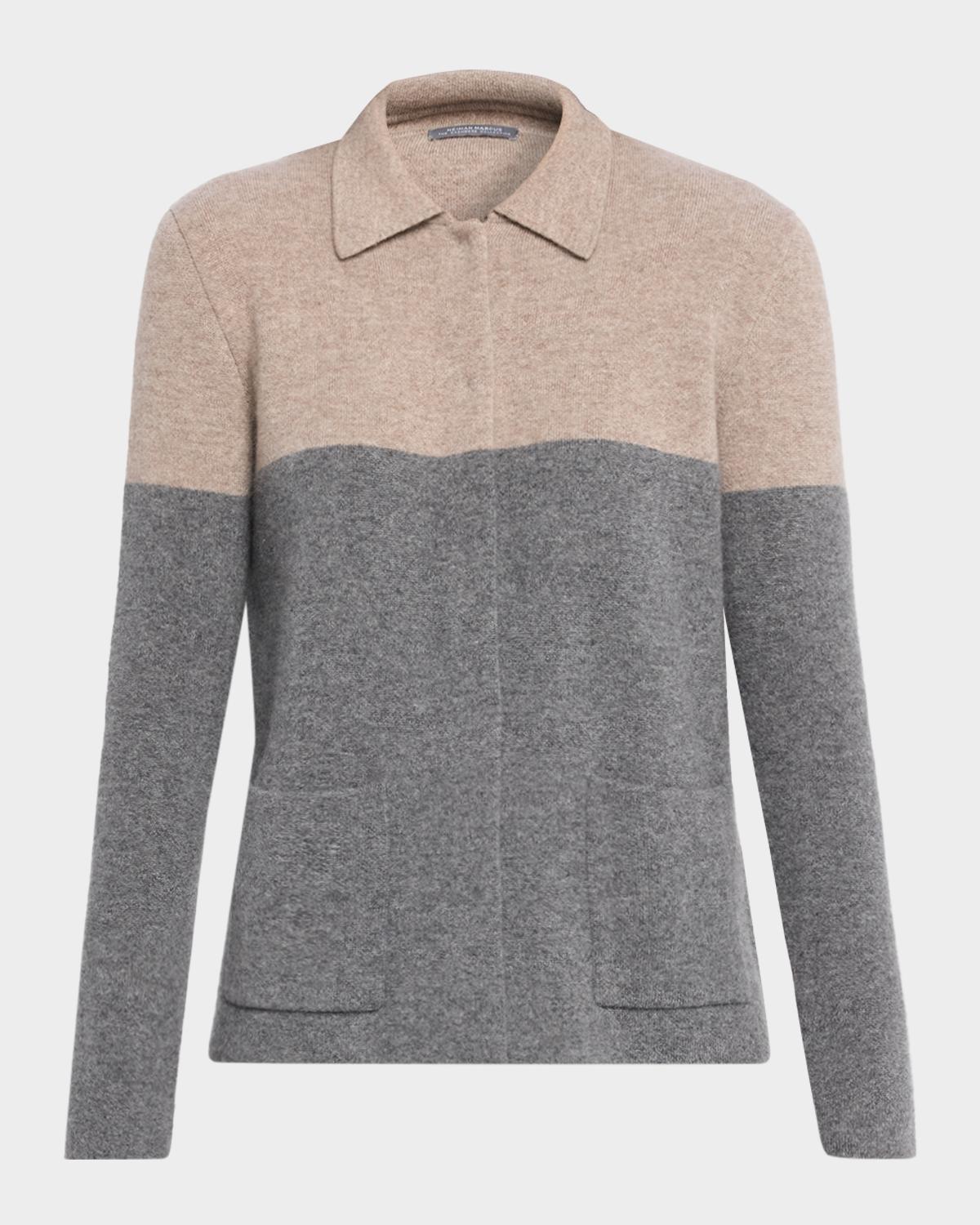 Neiman Marcus Cashmere Collection Cashmere Colorblock Sweater