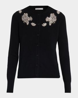 Neiman Marcus Cashmere Collection Cashmere Crystal Applique Cardigan