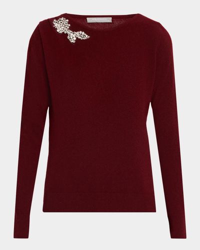 Neiman Marcus Cashmere Collection Cashmere Crystal Applique Sweater