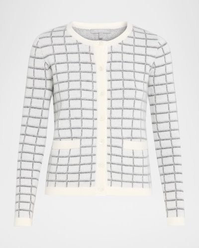 Neiman Marcus Cashmere Collection Cashmere Jacquard Grid Jacket