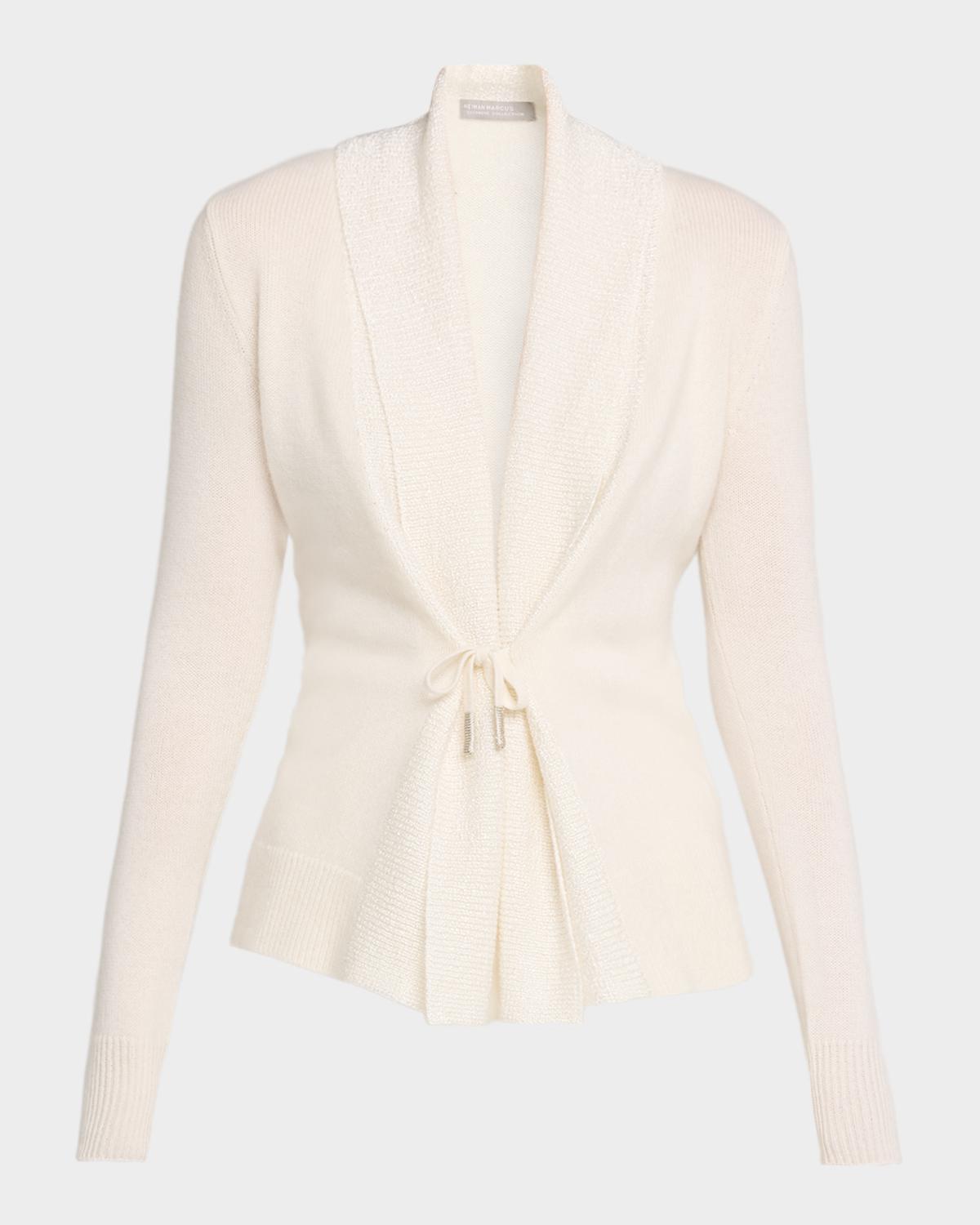 Neiman Marcus Cashmere Collection Cashmere Sequin Shawl-Collar Cardigan