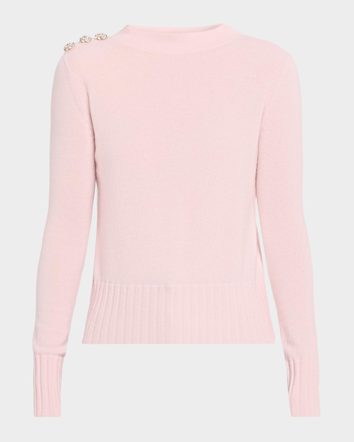 Neiman Marcus Cashmere Collection Crystal-Embellished Cashmere Mock-Neck Sweater