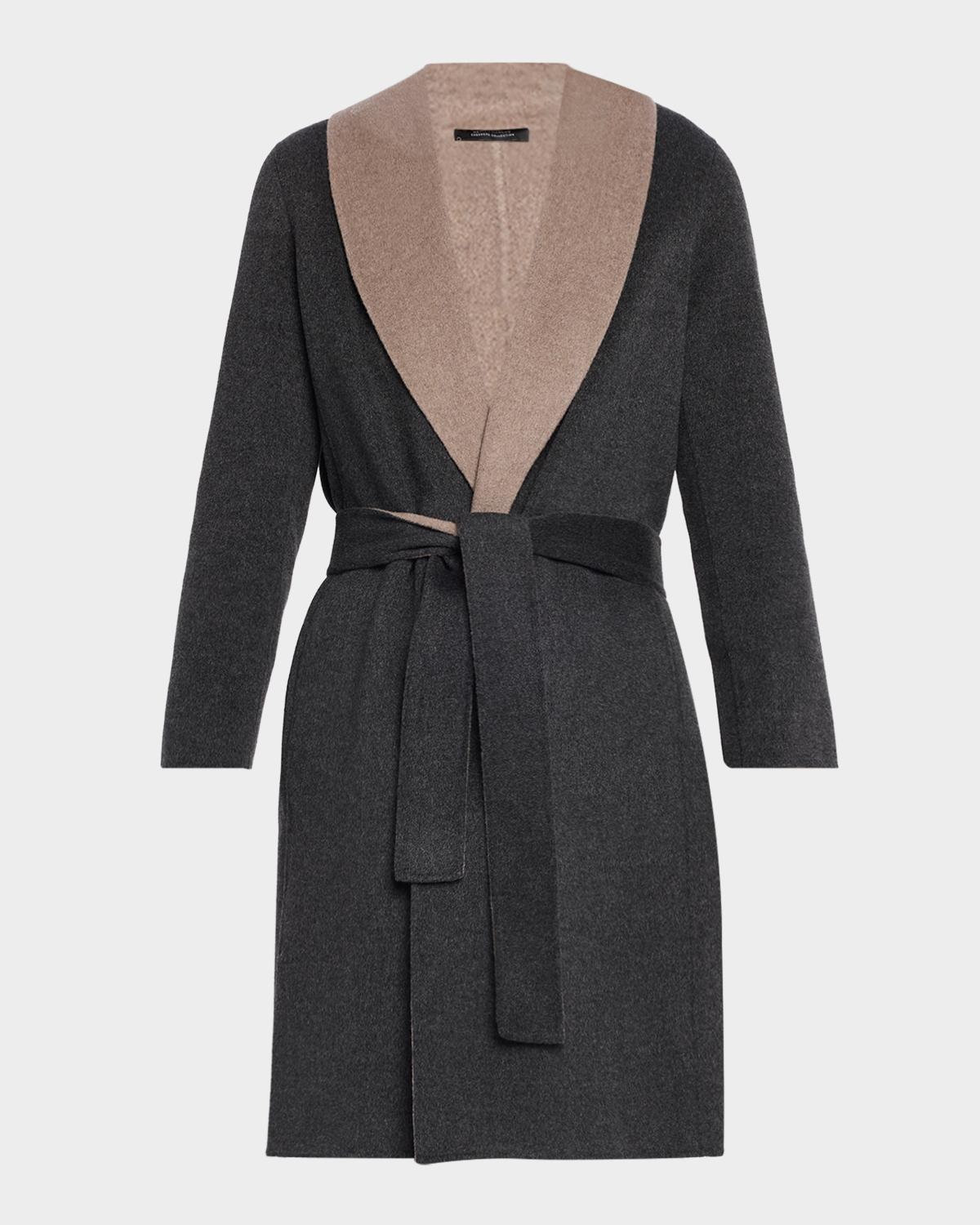Neiman Marcus Cashmere Collection Double-Face Cashmere Belted Coat