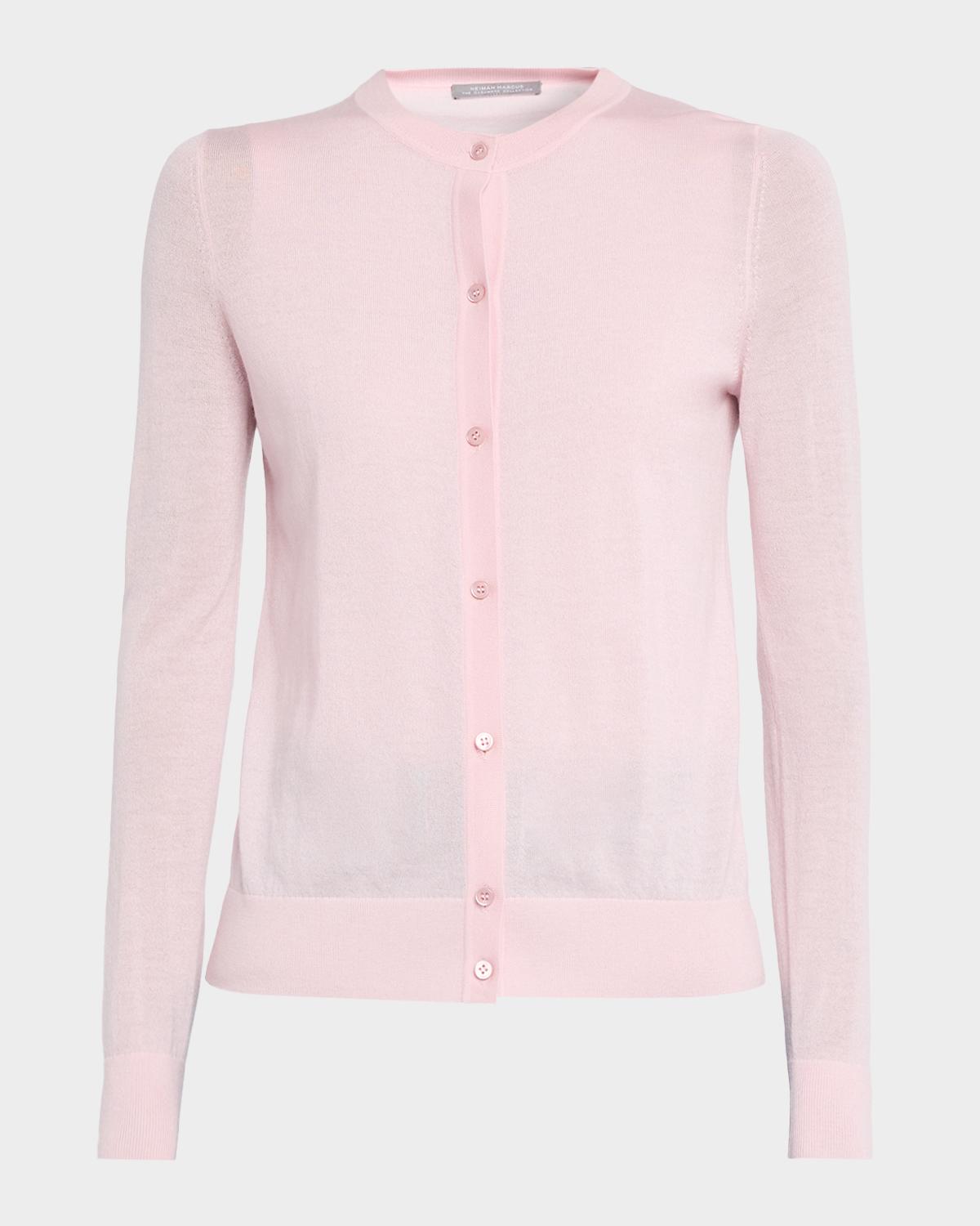 Neiman Marcus Cashmere Collection Superfine Cashmere Crewneck Cardigan