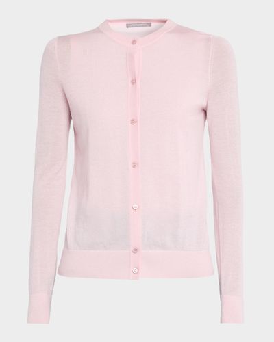 Neiman Marcus Cashmere Collection Superfine Cashmere Crewneck Cardigan
