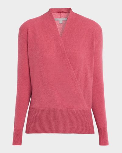 Neiman Marcus Cashmere Collection Wrap-Front Cashmere Top