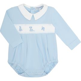 Nellapima Nellapima Blue Puppy Love Embroidery Bubble LS - Baby 