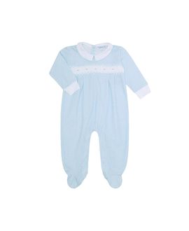 Nellapima Nellapima Boys' Blue Gingham Smocked Footie