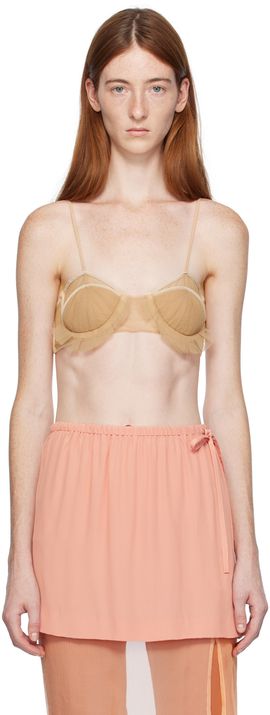 Nensi Dojaka Nensi Dojaka Beige Exploding Flower Bra