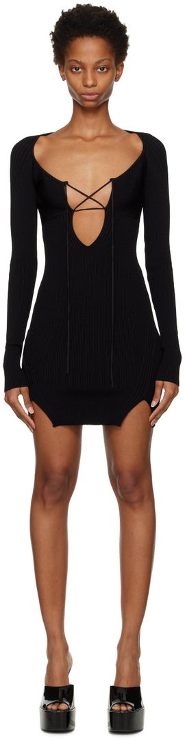 Nensi Dojaka Nensi Dojaka Black Lace Up Minidress