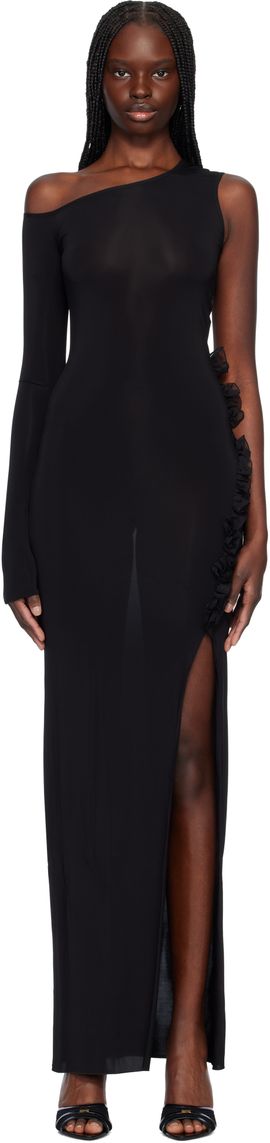 Nensi Dojaka Nensi Dojaka Black One Shoulder Maxi Dress