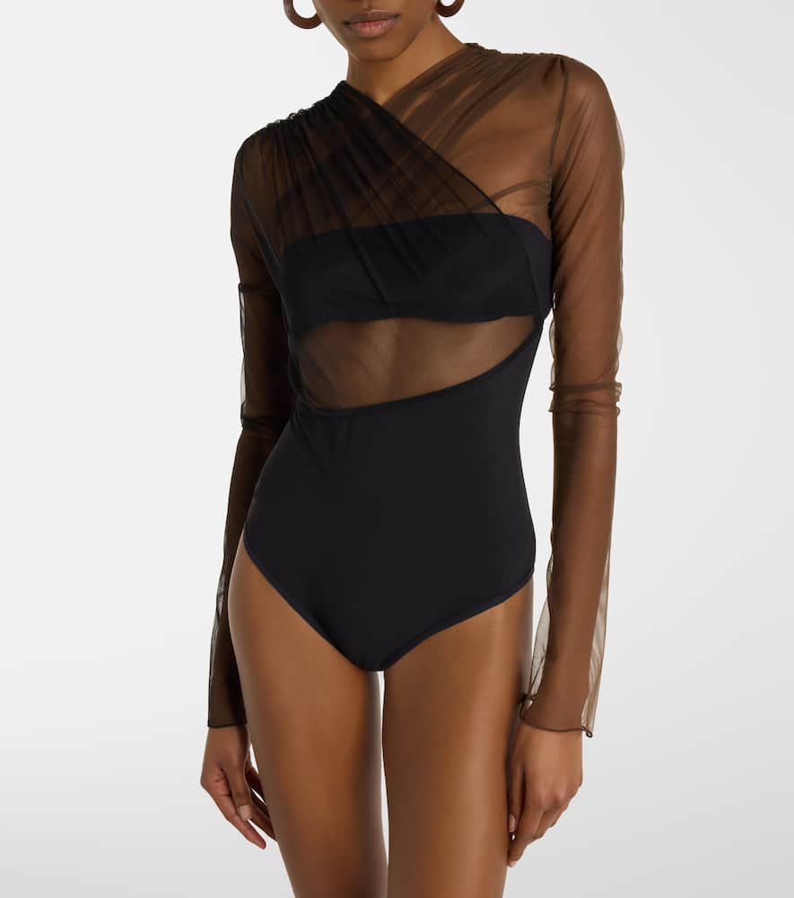 Nensi Dojaka - Cutout ruched sheer bodysuit