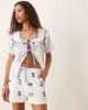Neon Rose Neon Rose embroidered tie front shorts in white and blue - part of a set - 2