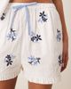 Neon Rose Neon Rose embroidered tie front shorts in white and blue - part of a set - 4