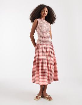 Neon Rose Neon Rose shirred midaxi dress in red plaid
