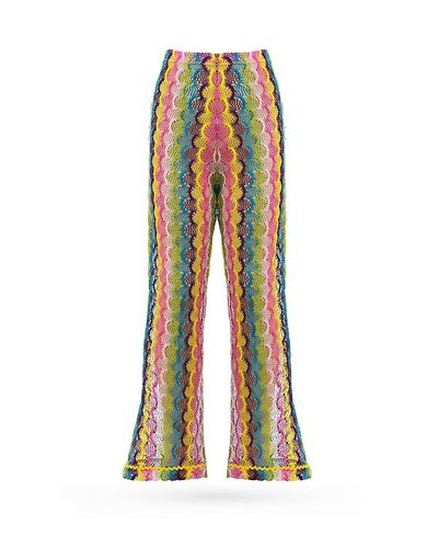 Nessi Byrd Nessi Byrd Girls' Crochet Knit Flare Pants with Wavy Pattern Beach Trousers