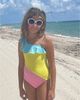 Nessi Byrd Nessi Byrd Girls' One-Shoulder Ruffled Tri-Color One-Piece Swimsuit - 2