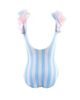 Nessi Byrd Nessi Byrd Girls' Striped Tulle Pom-Poms Detail One-Piece Swimsuit - 2