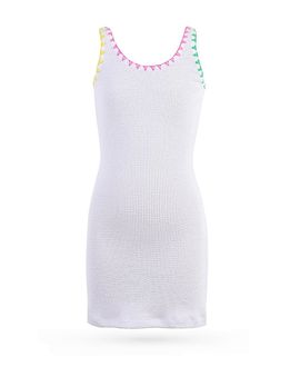 Nessi Byrd Nessi Byrd Girls' Textured with Multi-Color Whip-Stitch Trim Tank Dress