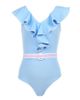 Nessi Byrd Nessi Byrd Girls' V-Neck Ruffles and Belted Waist One-Piece Swimsuit- Little Kid, Big Kid - 1