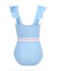 Nessi Byrd Nessi Byrd Girls' V-Neck Ruffles and Belted Waist One-Piece Swimsuit- Little Kid, Big Kid - 3