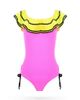 Nessi Byrd Nessi Byrd Girls' Vibrant Ruffle Ruched Side Ties One-Piece Swimsuit- Little Kid, Big Kid - 1