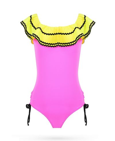 Nessi Byrd Nessi Byrd Girls' Vibrant Ruffle Ruched Side Ties One-Piece Swimsuit- Little Kid, Big Kid