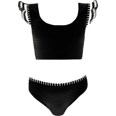 NESSI BYRD NESSI BYRD Hand-Knitted Ruffle Lacework Detail Two Piece Bikini, Litte Kid-Big Kid
