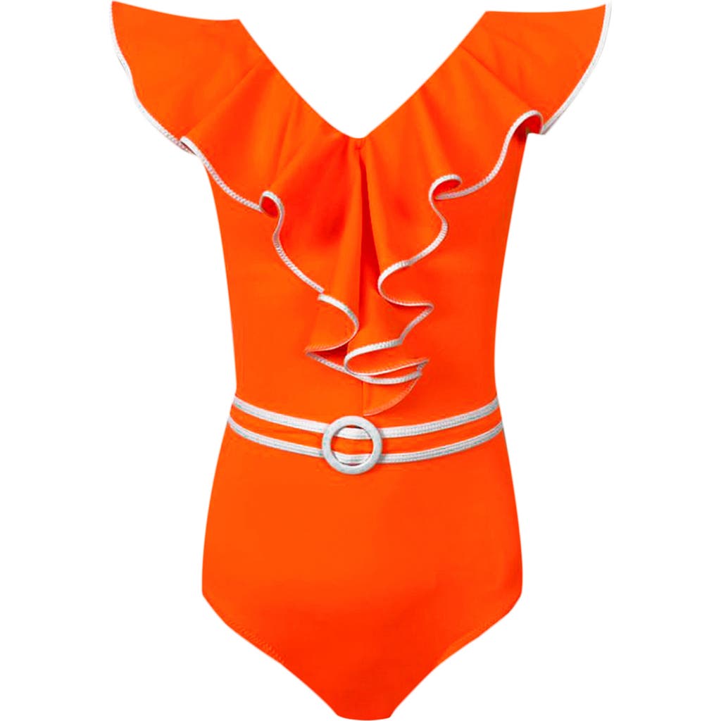 NESSI BYRD NESSI BYRD Kids' Vibrant Ruffle with Belt Detail One-Piece Swimsuit