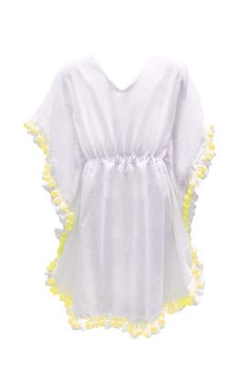 NESSI BYRD NESSI BYRD Kids' Yellow Pompom Detail Caftan