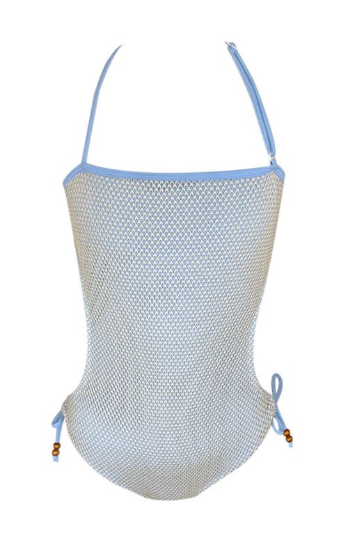 NESSI BYRD NESSI BYRD Mesh Overlay Cut-Out with Beaded Ties One-Piece Swimsuit